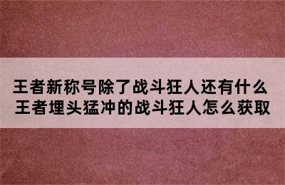 王者新称号除了战斗狂人还有什么 王者埋头猛冲的战斗狂人怎么获取